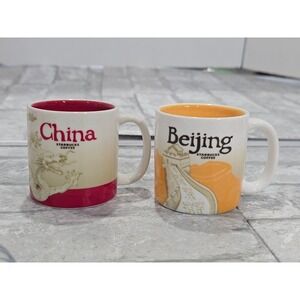 STARBUCKS Espresso Demitasse Set of 2 3oz Mugs Cups Beijing & China‎ 2013